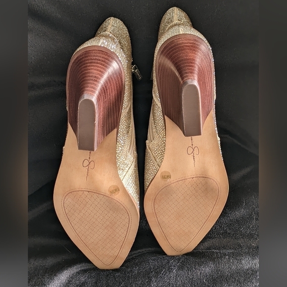 Jessica Simpson Zalor Western Booties in Champagne Glitter sz 8 1/2M​​​​​ - Picture 4 of 5